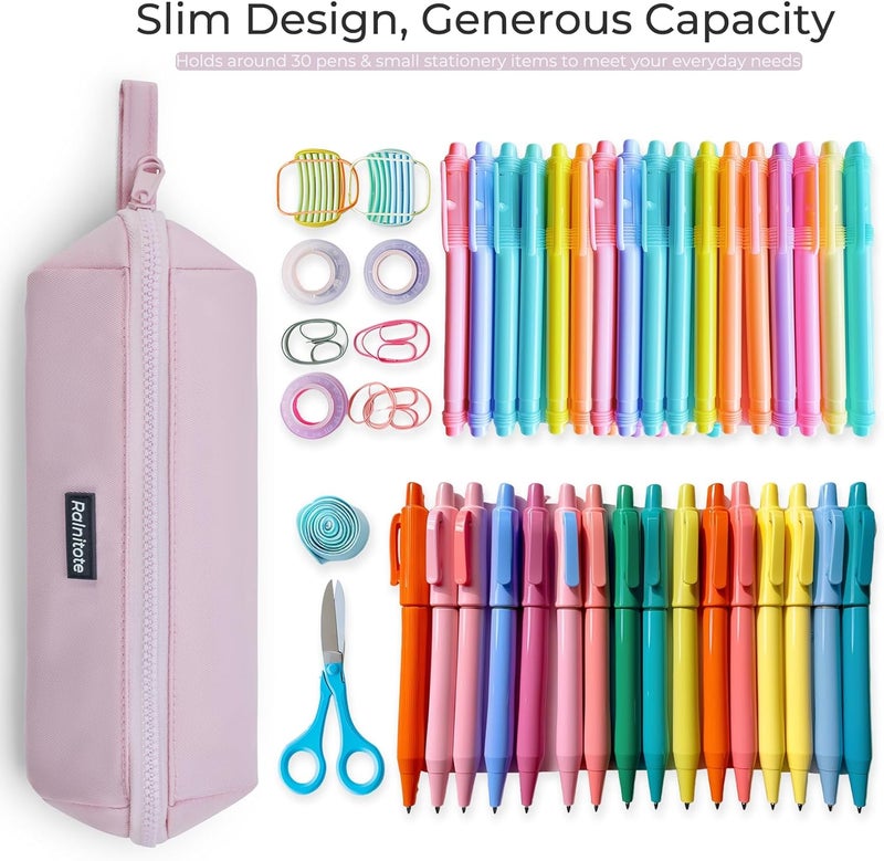 Ralnitote Store Large Pencil Case with 180° Open Design, Big Capacity Pen Bag for Girls & Boys, Aesthetic & Cute Pencil Pouch for School, Office, Makeup & Tech Accessories-Pink - Image 4